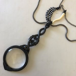 Magnifying glass layered necklace